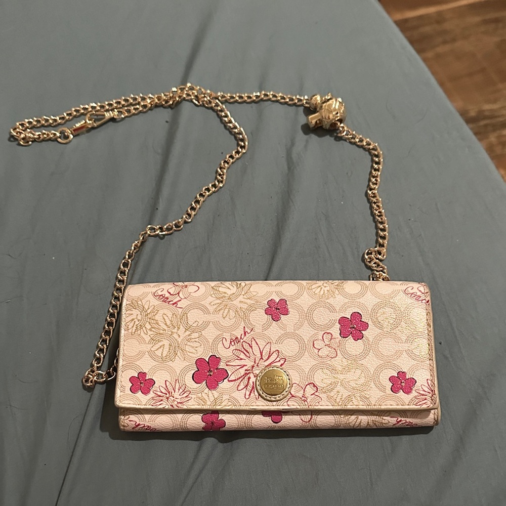 Coach Pink and Cream Floral Wallet